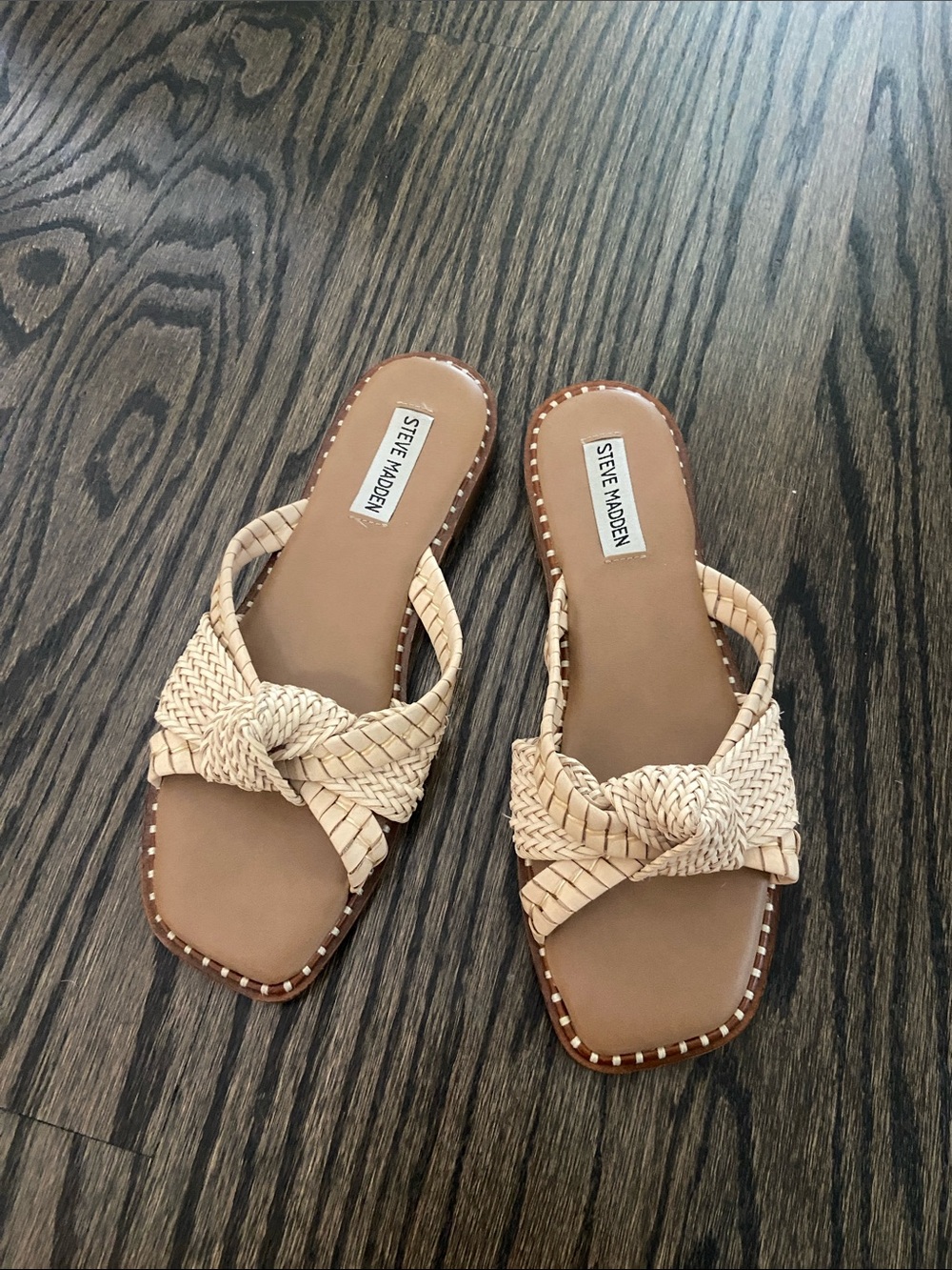 Steve Madden Braided Knot Slide Sandals in Light Beige
